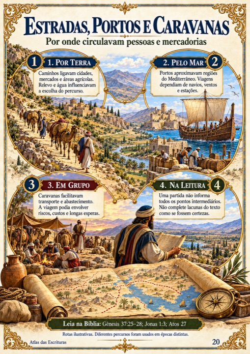 Página do Atlas: Estradas, portos e caravanas